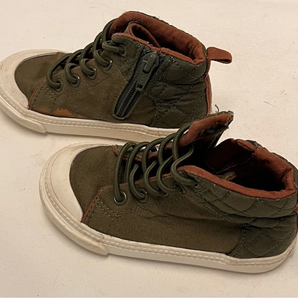 Kids High-Top Sneakers - Olive Green/Brown